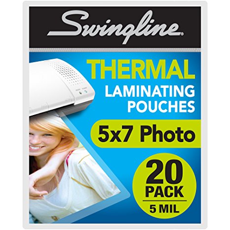 Swingline Thermal Laminating Sheets / Pouches, 5" x 7" Pouch, 20 Pack (3202063)