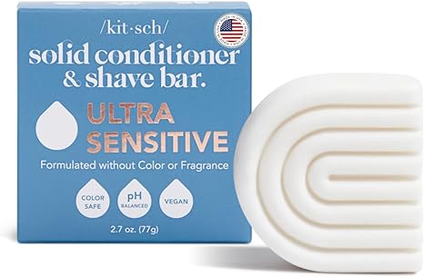 Kitsch 2-in-1 Hair Conditioner & Shave Bar - Ultra-Sensitive Solid Hair Conditioner Bar & Natural Shave Soap for Women | Made in the US | Fragrance-Free for Sensitive Skin | Zero Waste, 2.7oz