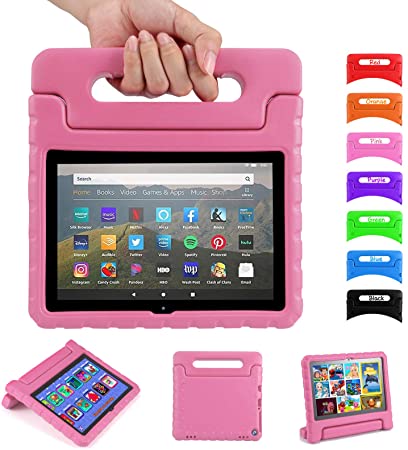 Kids Case for Fire HD 8 2020 with Handle | Blosomeet EVA Fire HD 8 Plus Case 10th Generation Kids Friendly Rugged Protective Lightweight Cover w/Stand | Shockproof 2020 Fire HD 8 Tablet Case | Pink