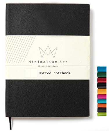 Minimalism Art | Soft Cover Notebook Journal, Size: 7.6" X 10"; B5, Black, Dotted Grid Page, 192 Pages, Fine PU Leather, Premium Thick Paper - 100gsm | Designed in San Francisco