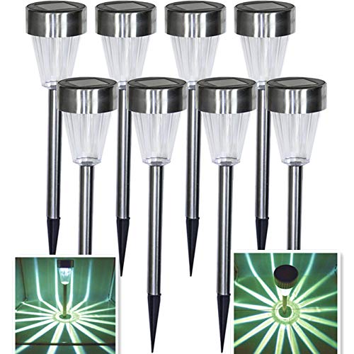 Solar Lights Outdoor Pathway Light Decorative Garden Stake Decorations Waterproof Path Landscape Lighting Set Bright White LED Lamp Yard Decor Driveway Stakes for Outside Walkway Lawn 8Pack