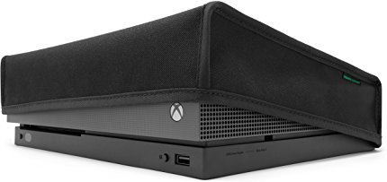 Xbox One X (2017 Model) Dust Cover by Foamy Lizard ® THE ORIGINAL MADE IN U.S.A. TexoShield (TM) premium ultra fine soft velvet lining nylon dust guard with back cable port (Horizontal)