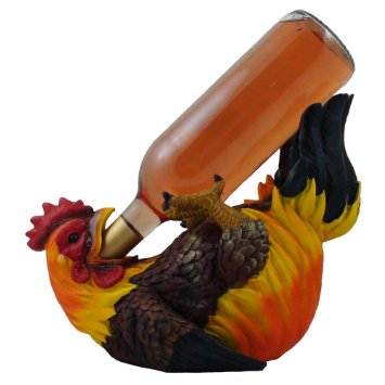 Drinking Rooster Wine Bottle Holder Statue for Country Farm Kitchen Decor Tabletop Wine Stands & Racks and Decorative Gifts for Gamecocks Fans