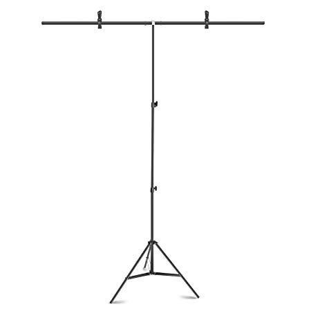 Neewer 1.5x2m T-Shape Backdrop Support Stand: 28-79 inches Height Adjustable Tripod Stand and 59 inches Width Crossbar with 2 Packs Heavy Duty Background Clamps for Photo Studio or Video Photography