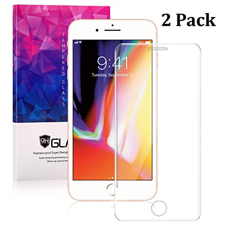 [2 Pack] Dtdepth iPhone 8 Plus, 7 Plus, 6S Plus, 6 Plus Screen Protector - iPhone 5.5 Inch Full Coverage Full Adhesive Full Transparent Tempered Glass [Case Friendly] with Cured Edge to Edge