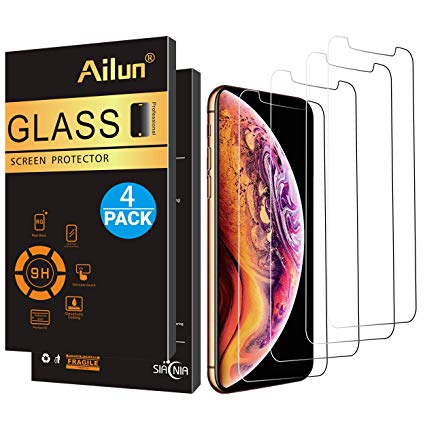 Ailun Screen Protector Compatible iPhone X/Xs,iPhone 10 [4 Pack],2.5D Edge Tempered Glass for iPhone X/10/Xs[5.8inch],Anti-Scratch,Case Friendly,Siania Retail Package