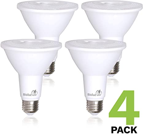 4 Pack Bioluz LED PAR38 LED Bulb 100-120 Watt Replacement Bulb (Uses 13 Watts) 5000K Dimmable Indoor/Outdoor UL Listed