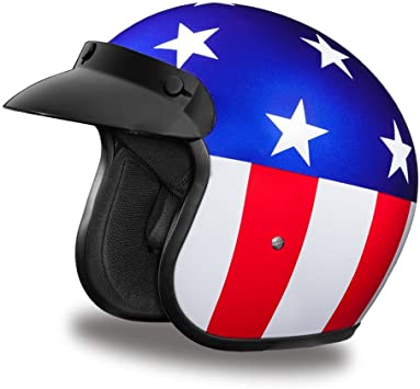 Daytona Helmets Motorcycle Open Face Helmet Cruiser- Captain America 100% DOT Approved