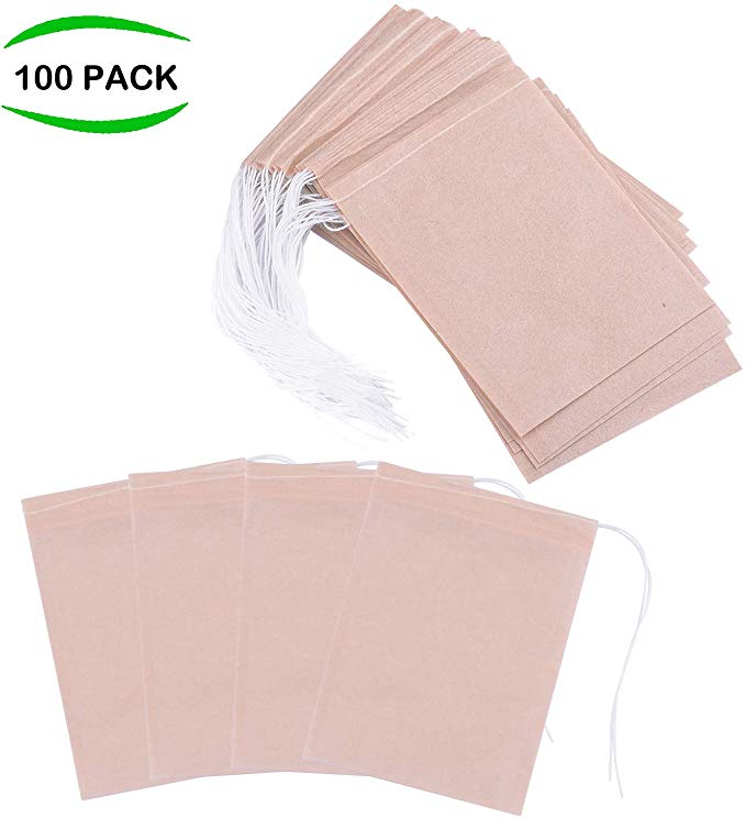 Exptolii Tea Filter Bags, Disposable Tea Infuser with Drawstring for Loose Leaf Tea, 100% Natural Unbleached Paper