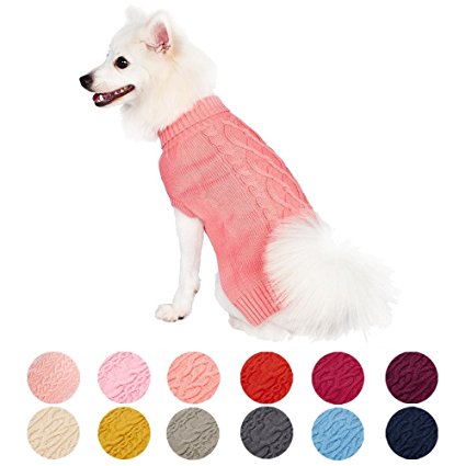 Blueberry Pet Classic Cable Knit Rosy Pink Dog Jumper, Back Length 20cm, Pack of 1 Clothes for Dogs