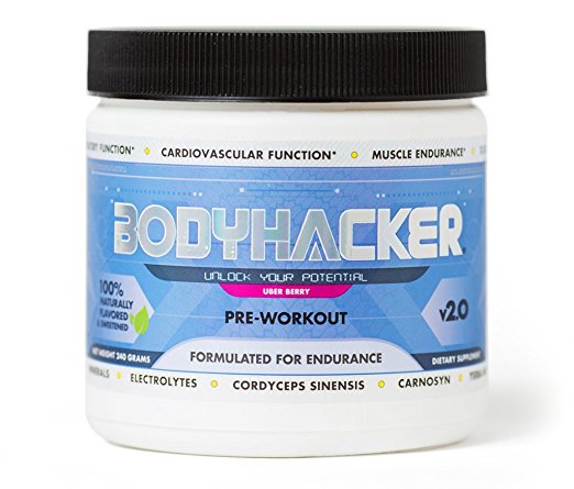 BODYHACKER Pre workout v2.0 ✮ 30 Servings ✮ Gluten-Free ✮ Keto & Paleo Friendly ✮ All Natural Flavors and Sweeteners ✮ Engineered for Endurance ✮ Uberberry