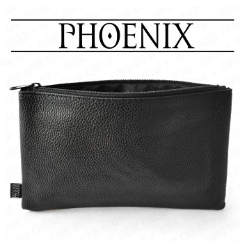 Leather Look Pencil Case - Black Faux Leather Pencil Case by Phoenix