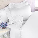 Elegant Comfort 1500 Thread Count Wrinkle and Fade Resistant Egyptian Quality Ultra Soft Luxurious 4-Piece Bed Sheet Set Queen White