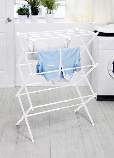 Mesa Home 3-Tier Drying Rack, Portable Clothes Laundry Hanger Drying Rack, Steel Anti-Rust, Expandable, Foldable (White)