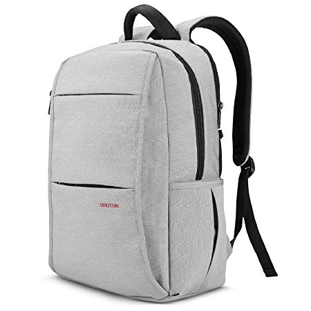 OMOTON Laptop Backpack with Anti-theft Compartment, Water-resistant Unisex Casual Computer Backpack for College School/Business Trip/Outdoor -Fits up to 15.6’’ Laptop and Tablets, Silver Gray