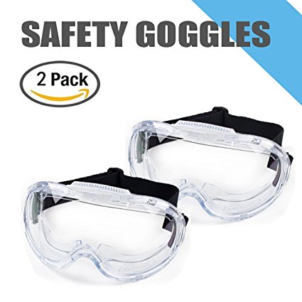 Safety Goggles 2 pack, Protective Chemical Splash Safety Glasses with Cystal Clear and high Impact Resistance Design, Perfect Eye Protection for Lab, Chemical, and Workplace Safety.