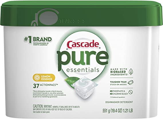 Cascade Free & Clear Dishwasher Detergent ActionPacs, Lemon Essence, 37 Count