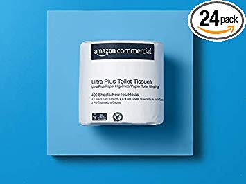 AmazonCommercial Ultra Plus Toilet Paper 400 Sheets per Roll, 24 Rolls