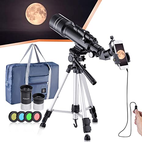 Refractive Professional Astronomical Telescope, HD high Magnification, Dual-use, Suitable for Adults or Children Beginners, Portable and Equipped with Tripod, and Photo Adapter