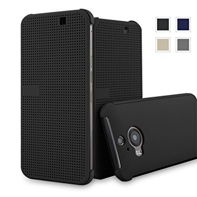 HTC One M9  dot view case,HTC M9 PLUS Dot View cover(HTC Hima Ultra,HTC Hima Ace Plus,M9pt,) Dot View Cover Flip Protective Case AaBbDdÂ Holster (Black)