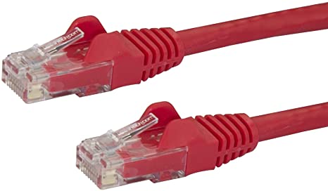 StarTech.com 10ft CAT6 Cable - Red CAT6 Ethernet Cable - Gigabit Ethernet Wire - 650MHz 100W PoE RJ45 UTP CAT 6 Network/Patch Cord Snagless - Fluke Tested/Wiring is UL Certified/TIA (N6PATCH10RD)