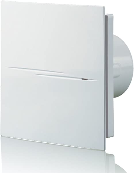 Blauberg UK 100 Quiet Style TH H Blauberg Calm Design Low Noise Energy Efficient Bathroom Extractor Fan 100mm Humidity, 7.5 W, 240 V, Brilliant White, 100 mm