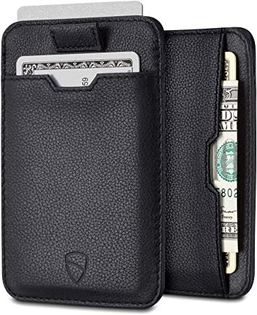 Vaultskin CHELSEA Slim Minimalist Leather Wallet for Men with RFID Blocking, Front Pocket Credit Card Holder (Black)