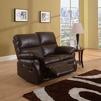 Classic Brown Bonded Leather Oversize Double Recliner Loveseat (Brown)