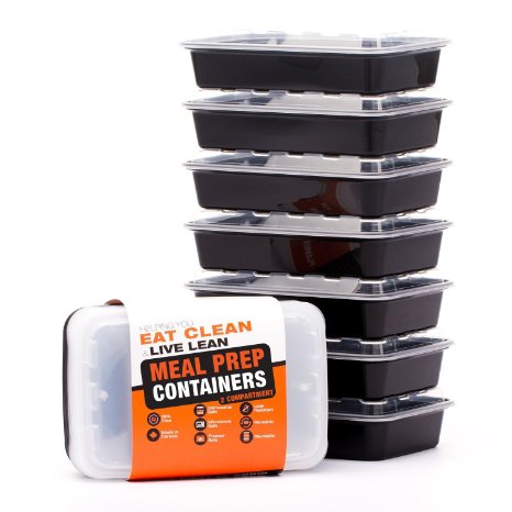 2 Compartment Meal Prep Containers - Certified BPA-free - Reusable, Washable, Microwavable Food Containers (7 Pack, Two Compartment, 28 Ounce)