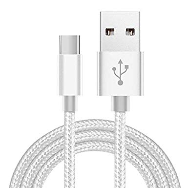 USB Type C Cable, VectorTech (3ft) USB to USB C Cable Nylon Braided Fast Charger Cord Compatible with Samsung Galaxy S9 Note 9 8 S8 S10 Plus, Google Pixel XL 3, LG G7 thinq V20 V30, Moto Z, Z3 (White)