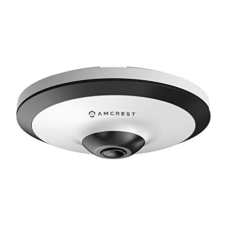 Amcrest Fisheye IP Camera, POE 5-Megapixel 360° Panoramic Security Camera, Indoor, 33ft Nightvision, Cloud, NVR and MicroSD Recording, IP5M-F1180EW (White)