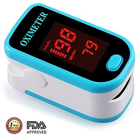 Pulse Oximeter Portable Digital Oxygen Sensor with SPO2 Alarm FDA Approved For Adults and Children
