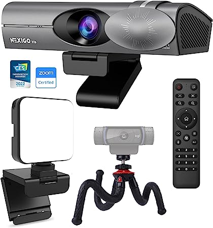 NexiGo Iris Kits, 4K AI Webcam with 1/1.8" Sony_Sensor, Onboard Flash Memory, HDR, PiP, DSLR-Style Control, Enhanced Video Conference Light, Flexible Camera Tripod Stand, for Zoom/Teams/OBS and More