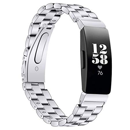 SENCEE For Fitbit inspire Strap,Stainless Steel Replacement Bands Fitbit inspire/inspire HR Strap Adjustable Wristbands Strap for Lady Woman Girls Men