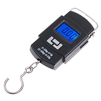 Smileto 110lb/50kg Portable Electronic Scale with LCD Display Backlight for Fishing Luggage