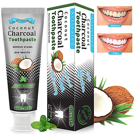 Coconut Activated Charcoal Toothpaste, Teeth Whitening Toothpaste , Charcoal toothpaste, Teeth Whitening, Black Toothpaste Whiten Teeth Naturally (Mint Flavor)