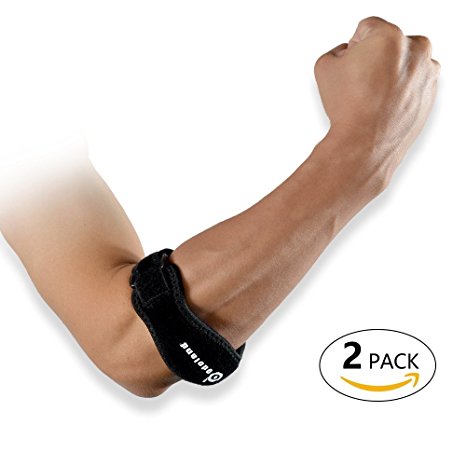 ODOLAND 2-Pack Tennis Elbow Brace – Durable Compression Elbow Brace – Best Support and Pain Relief Solution for Tennis Golf Obstacle Races Basketball Baseball and Bodybuilding