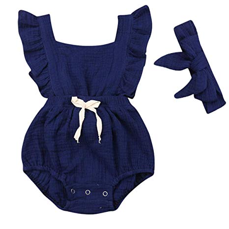 Newborn Baby Girls Sleeveless Ruffled Romper Bodysuit Cotton Jumpsuit Romper Dress Baby Girl Dresses Outfit