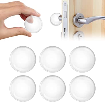 Vicloon Door Stopper, 6Pcs Wall Door Handle Stopper, Silicone Transparent Round Wall Protector, Self-Adhesive Door Stops Door Handle Bumper Pads for Wall, Fridge, Cabinets (1.57inch)