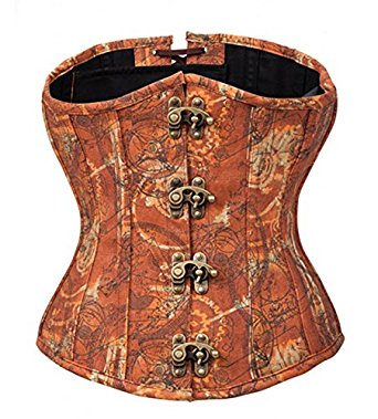 Vilania Women's Underbust Retro Printed Baroque Boned Corset Waist Cincher
