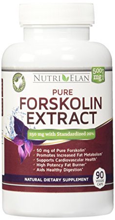 Forskolin 250mg Fat Burner 90 Capsules - Standardized 20% @ 250mg Per Capsule with 50mg of Active Coleus Forskohlii - Natural Appetite Suppressant and Weight Loss Supplement