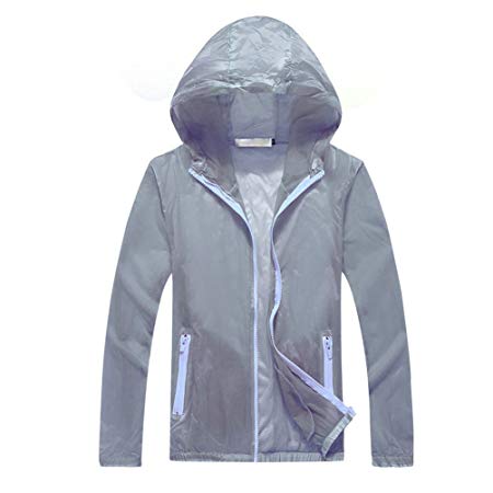Powerfulline Sun Anti-UV Protection Long Sleeve Skin Coats Hooded Jacket Outdoor Parent-child Matching Clothing Cycling Running Water Resistant Windbreaker Jacket