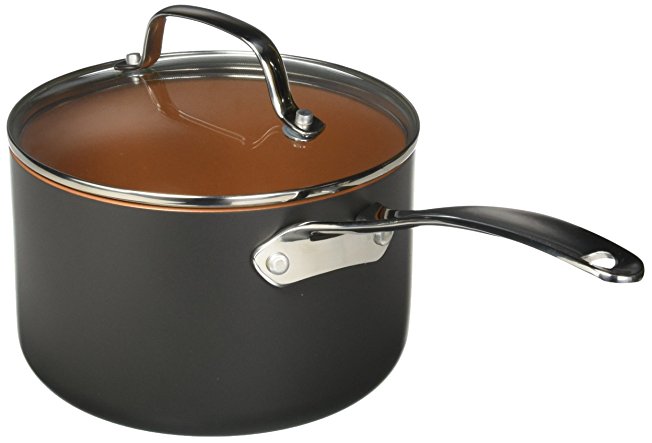 Copperhead Collection 3 Quart Sauce Pot with Lid Copper and Gray 09182