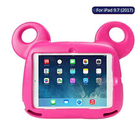 iPad 9.7 inch 2017 / iPad Air 2 / iPad Air Case, TRAVELLOR Kids Impact- resistant Protective Cover with Stand, Cute Bear Design for Apple iPad 2017 Model, iPad Air 1 2 (Pink)