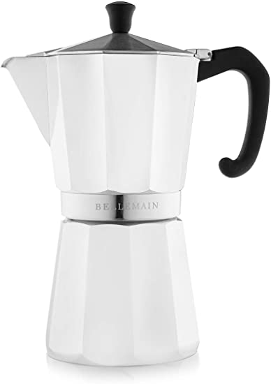 Bellemain Stovetop Espresso Maker Moka Pot (White, 9 Cup)