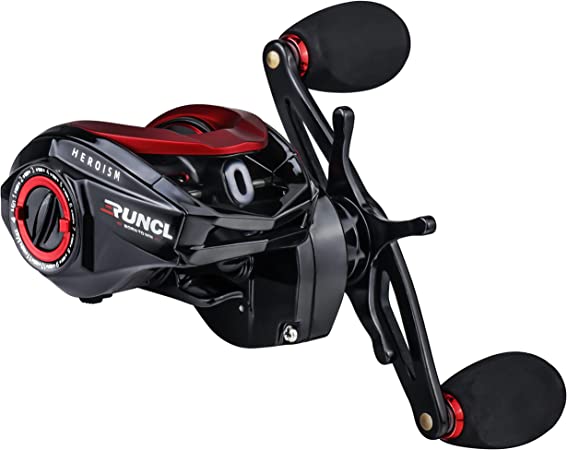 RUNCL Heroism Fishing Baitcasting Reels, 17.64LB Carbon Fiber Baitcasters, 7.3:1 Gear Ratio, 12 Levels Magnet Brake System, 7 1 BB, New Compact Design High-tech Innovation with Fish Bite Alarm System