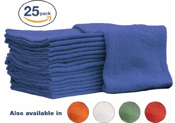 Auto-Mechanic Shop towels, Rags by Nabob Wipers 100% Cotton Commercial Grade Perfect for your Home,Garage & Auto (14x14 inches, 25 Pack, (Blue)