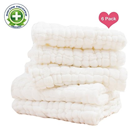 Baby Towels - Medical Grade Natural Antibacterial, Super Soft and Water Absorbent, Newborn Cotton Gauze Towels for Baby Sensitive Skin, Suitable for Baby's Delicate Skin - Baby Gift 6 Pack Set 13 x 13 Inches
