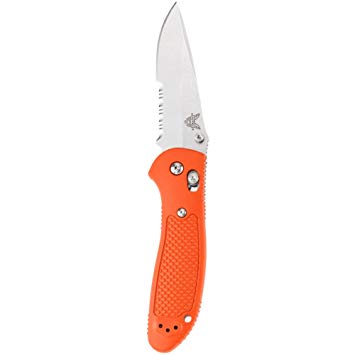 Benchmade Pardue Design Axis ComboEdge Griptilian Drop-Point. Corrosion-Resistant Steel and Textured Orange Handle