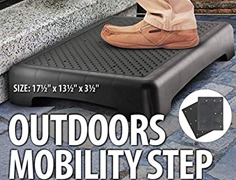 Kovot Indoor & Outdoor Mobility Step | Measure 17.5" L x 13.5" W x 3.5" H & Lightweight | Great for Seniors, Toddlers, Pets and More (Ribbed & Flat Grip Inserts)